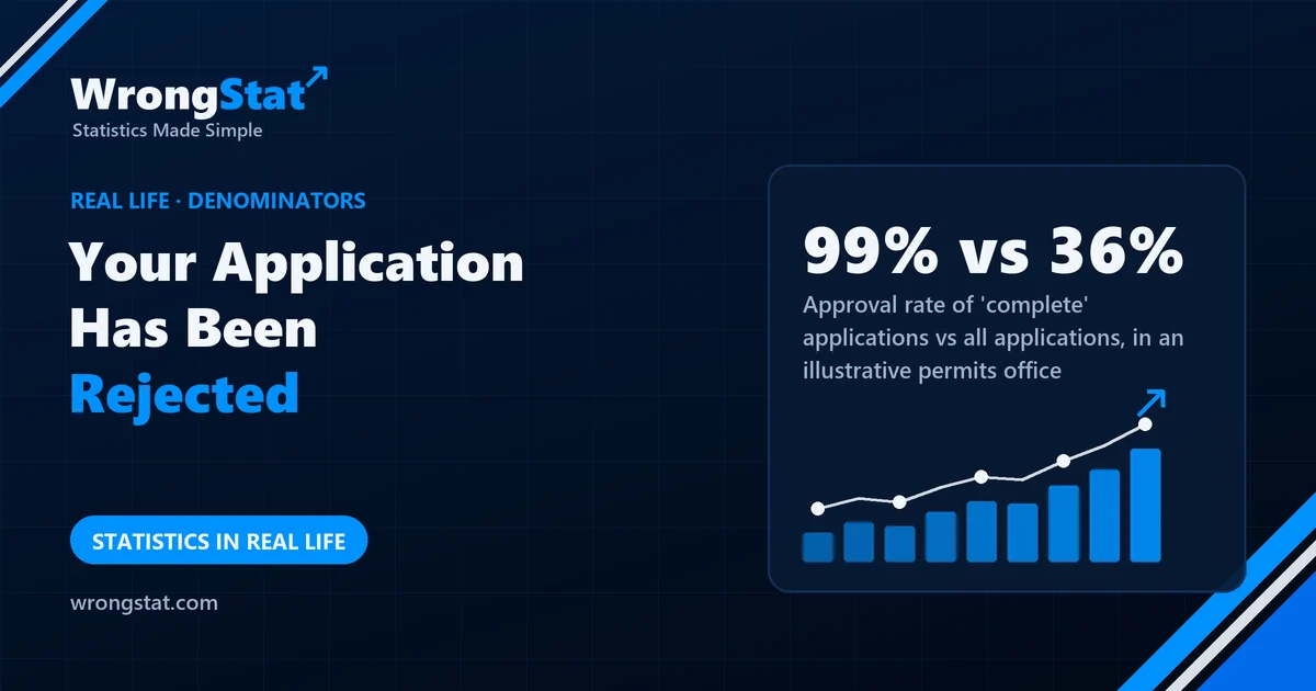 99% vs 36%: Approval rate of 'complete' applications vs all applications, in an illustrative permits office