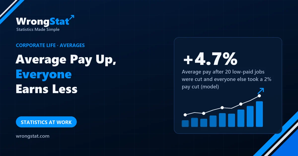 +4.7%: Average pay after 20 low-paid jobs were cut and everyone else took a 2% pay cut (model)