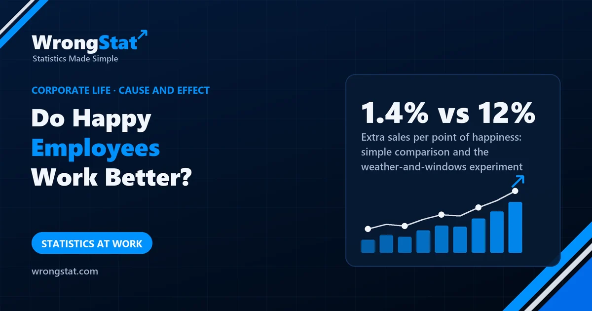 1.4% vs 12%: Extra sales per point of happiness: simple comparison and the weather-and-windows natural experiment