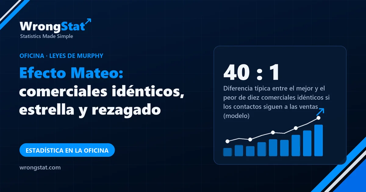 40 : 1: Diferencia típica entre el mejor y el peor de diez comerciales idénticos cuando los contactos siguen a las ventas pasadas (modelo)