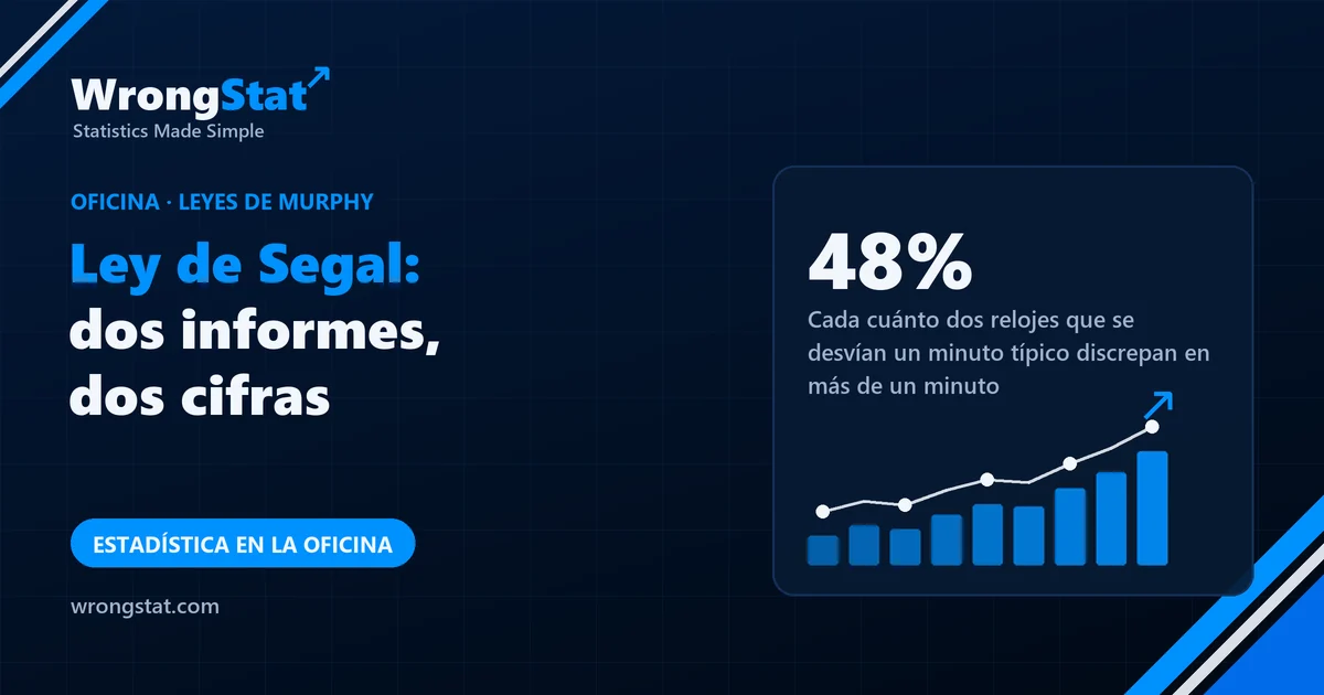48%: Cada cuánto dos relojes, que se desvían un minuto típico, discrepan en más de un minuto
