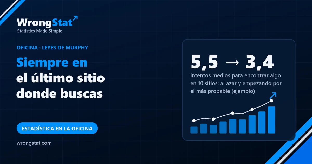 5,5 → 3,4: Intentos medios para encontrar algo en 10 sitios: al azar y empezando por el más probable (ejemplo)