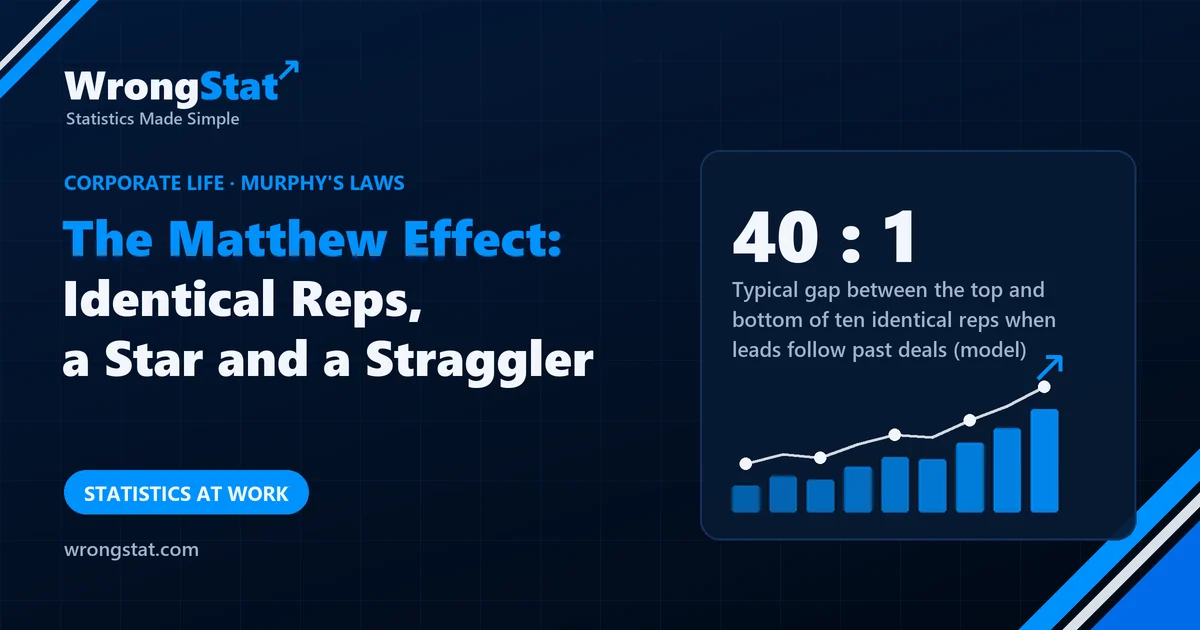 40 : 1: Typical gap between the top and bottom of ten identical reps when leads follow past deals (model)