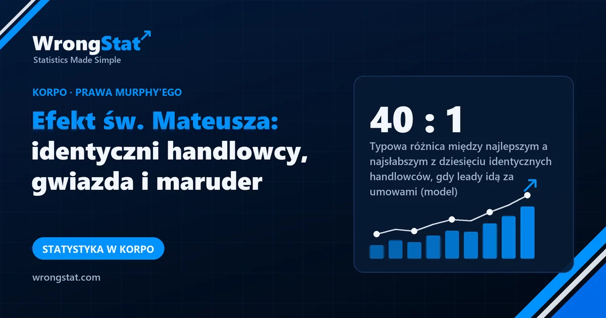 40 : 1: Typowa różnica między najlepszym a najsłabszym z dziesięciu identycznych handlowców, gdy leady idą za dawnymi umowami (model)