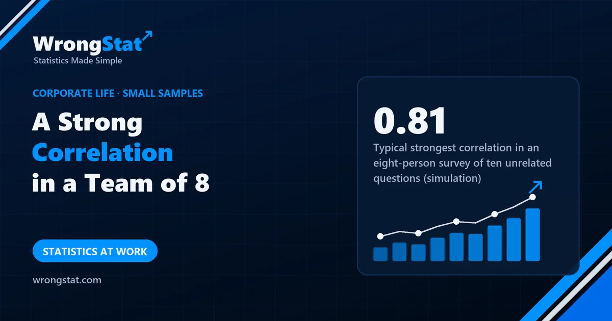 0.81: Typical strongest correlation in an eight-person survey of ten completely unrelated questions (simulation)